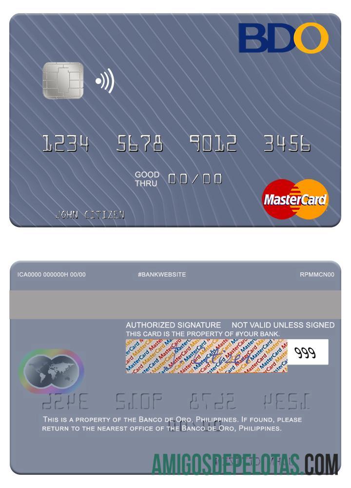 Philippines Banco De Oro Mastercard example
